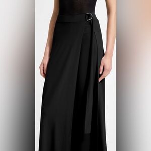 Marcella NYC Black D-Ring Wrap Maxi Skirt